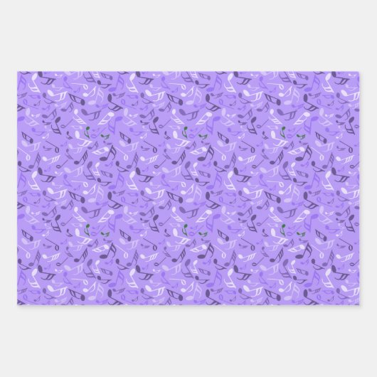 Feuille De Papier Cadeau Notes de musique Blue Green Purple (Devant 2)