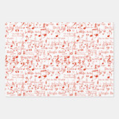 Feuille De Papier Cadeau Notes et symboles musicaux, chants de Noël (Devant 3)