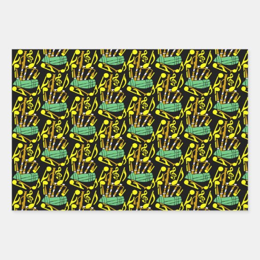 Feuille De Papier Cadeau Notes musicales de Bagpipes (Devant 3)