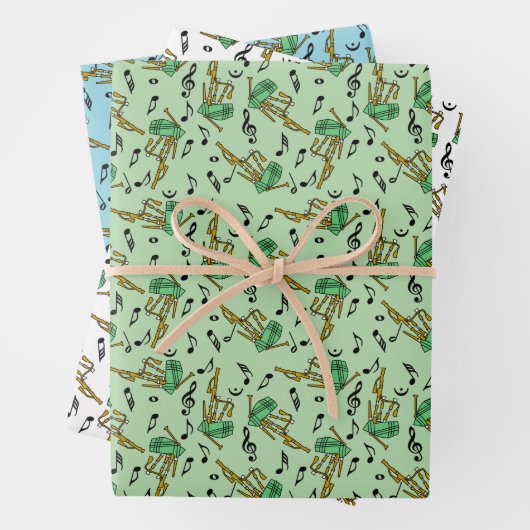 Feuille De Papier Cadeau Notes musicales de Bagpipes (En situation)