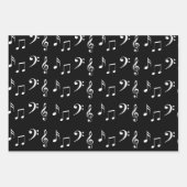 Feuille De Papier Cadeau Notes musicales en noir et blanc Musicien (Devant 2)