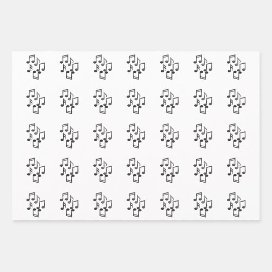 Feuille De Papier Cadeau Notes musicales en Parties scintillant noire (Devant 2)