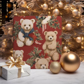 Feuille De Papier Cadeau Nounours de Noël modernes