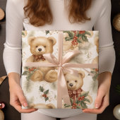 Feuille De Papier Cadeau Nounours de Noël modernes