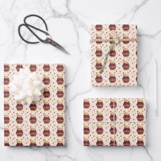 Feuille De Papier Cadeau Nounours en pulls (Recto)