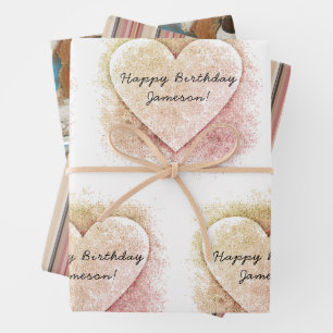 Feuille De Papier Cadeau Nounours et coeurs envelopper cadeau HAMbyWG