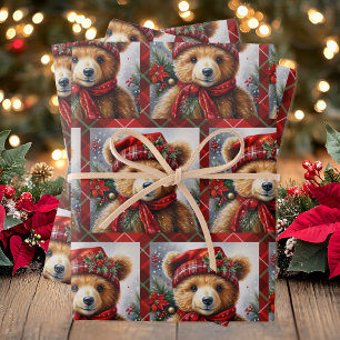 Feuille De Papier Cadeau Nounours le 3 Noël