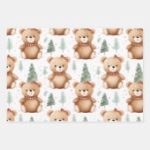 Feuille De Papier Cadeau Nounours mignons de Noël moderne (Devant)