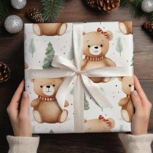 Feuille De Papier Cadeau Nounours mignons de Noël moderne