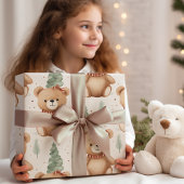Feuille De Papier Cadeau Nounours mignons de Noël moderne