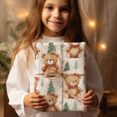 Feuille De Papier Cadeau Nounours mignons de Noël moderne