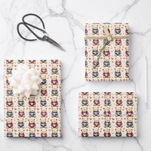 Feuille De Papier Cadeau Nounours transpirés (Recto)