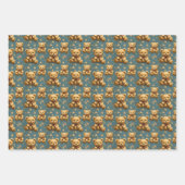 Feuille De Papier Cadeau Nounours vintages en bleu (Devant)