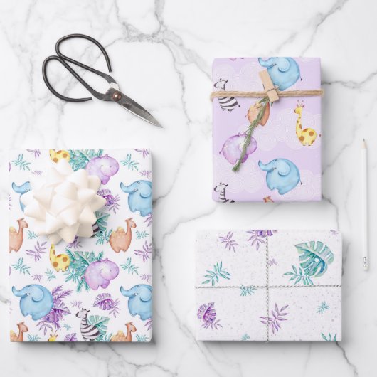 Feuille De Papier Cadeau Nourrissons Safari Nourrissons Papiers à enveloppe (Recto)