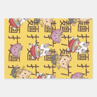 Feuille De Papier Cadeau Nourriture Japonaise Kawaii Anime Chat Ramen Nouil
