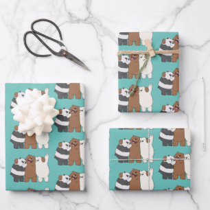 Feuille De Papier Cadeau Nous, Groupe Ours Nus Hug