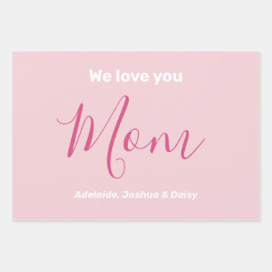 Feuille De Papier Cadeau Nous t'aimons Maman Pink Minimalist