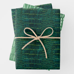 Feuille De Papier Cadeau Nouveau ! Cuir Faux Vert