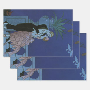 Feuille De Papier Cadeau Nouveaux mariés de style Art déco vintage, Oui par