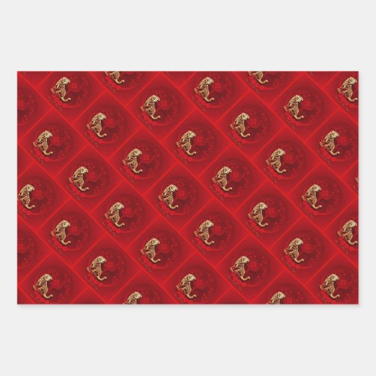 Feuille De Papier Cadeau Nouvel An chinois TIger 3 motif WPFS3 (Devant 3)