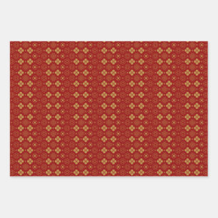 Feuille De Papier Cadeau Nouvel An lunaire chinois Rouge or or Zodiac