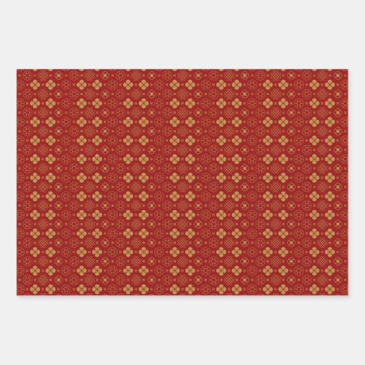 Feuille De Papier Cadeau Nouvel An lunaire chinois Rouge or or Zodiac (Devant)