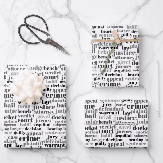 Feuille De Papier Cadeau Nuage de mots de texte judiciaire noir sur fond bl (Recto)