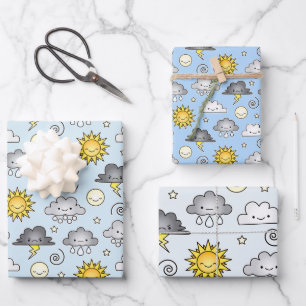 Feuille De Papier Cadeau Nuages Météo Cute Kawaii