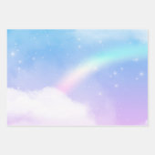 Feuille De Papier Cadeau Nuages pastel magiques et arc-en-ciel (Devant)