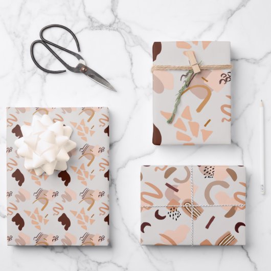 Feuille De Papier Cadeau Nuances d'art Abstraites de Brown (Recto)