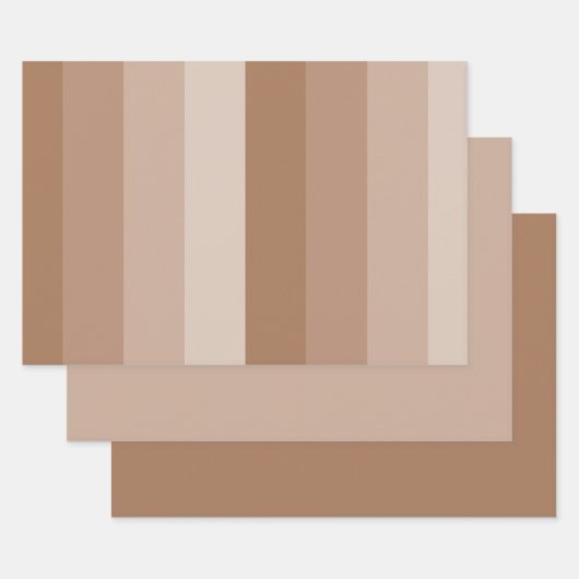 Feuille De Papier Cadeau Nuances de rayures Brown (Lot)