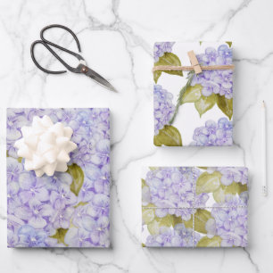 Feuille De Papier Cadeau Nuances Hydrangea Bleu Violet