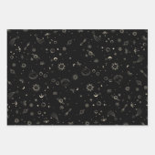 Feuille De Papier Cadeau Nuit céleste noire moderne (Devant 3)