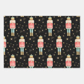 Feuille De Papier Cadeau Nuit étoilée Gold Nutcracker de Noël (Devant)
