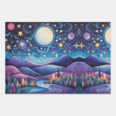 Feuille De Papier Cadeau Nuit lunaire Big Moon Paysage (Devant)