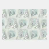 Feuille De Papier Cadeau Nuit vintage de neige  (Devant 3)