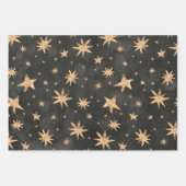 Feuille De Papier Cadeau Nuits étoilées dorées de fêtes (Devant)