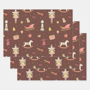 Feuille De Papier Cadeau Nutcracker Ballerina Noël