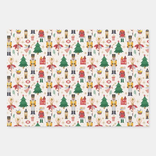 Feuille De Papier Cadeau Nutcracker Ballet Motif de vacances (Devant)
