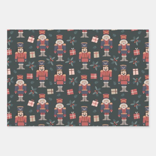 Feuille De Papier Cadeau Nutcracker moderne Dala Horse Noël (Devant)