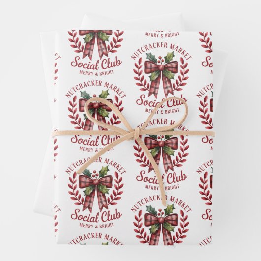 Feuille De Papier Cadeau Nutcracker Social Club Shopping Market Group  (En situation)