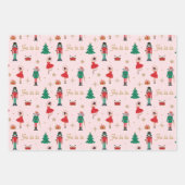 Feuille De Papier Cadeau Nutcracker Souris King Ballet rose Noël (Devant)