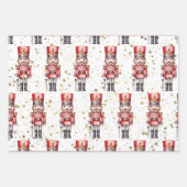 Feuille De Papier Cadeau Nutcracker Suite Jouets Soldats Étoiles | (Devant)