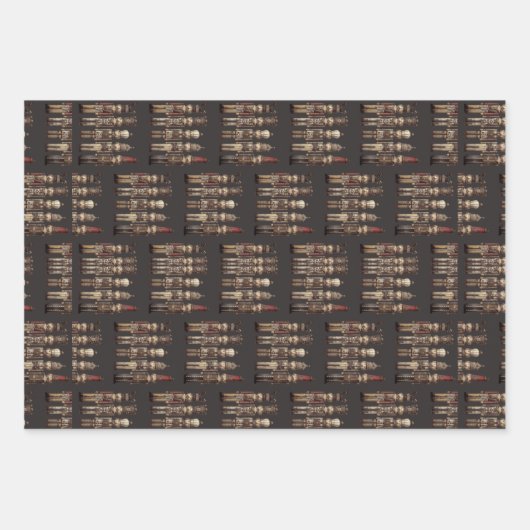 Feuille De Papier Cadeau Nutcracker Trio Noir de Noël (Devant)