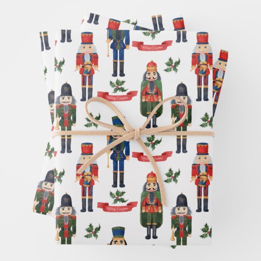 Feuille De Papier Cadeau Nutcrackers de Noël (En situation)