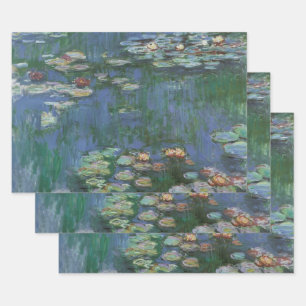 Feuille De Papier Cadeau Nymphéas par Claude Monet, Fleurs de vintage