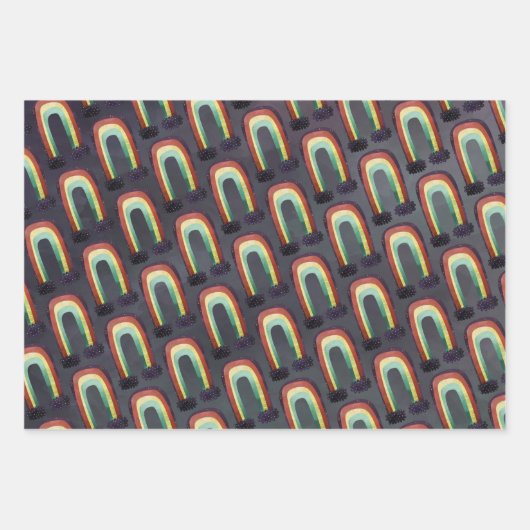 Feuille De Papier Cadeau Occulte Soleil Planète Et Arc En Ciel (Devant 2)