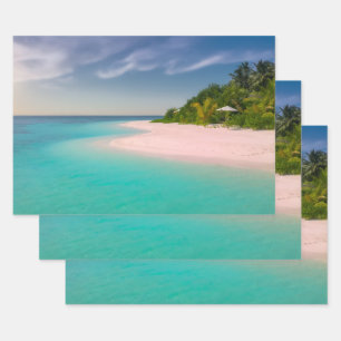 Feuille De Papier Cadeau Océan aigue-marine Plage tropicale Scénique