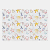 Feuille De Papier Cadeau Ocean Beach Pastel Starfish Seashell (Devant)