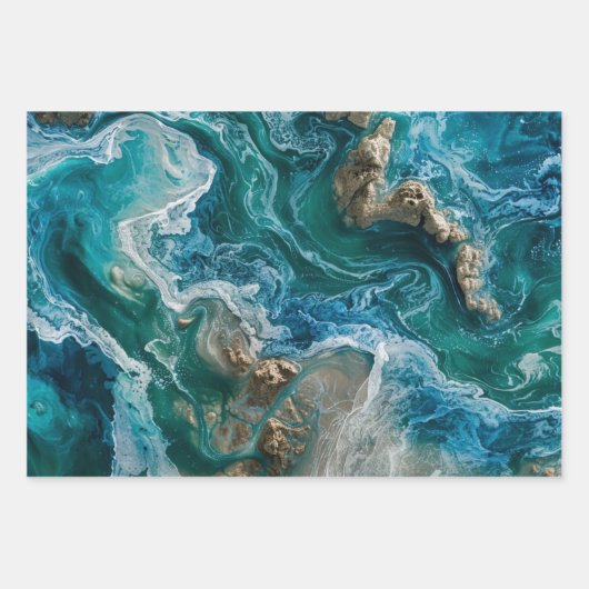 Feuille De Papier Cadeau Océan bleu (Devant 3)